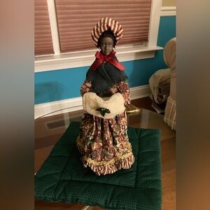 African-American Porcelain Christmas Doll, Carol 12½" high 4½" wide. 1985 Used
